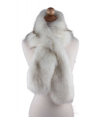 Faux Fur Scarf Long Winter Neck Warmer SF320006 WHITE